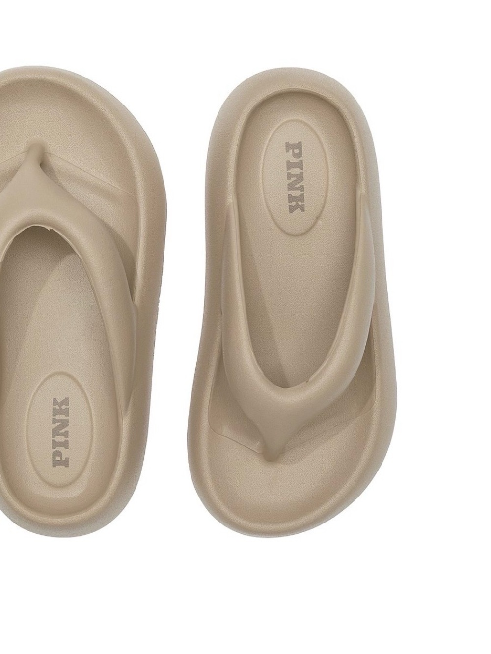 PINK Victoria's Secret Beige Foam Platform Flip Sandals